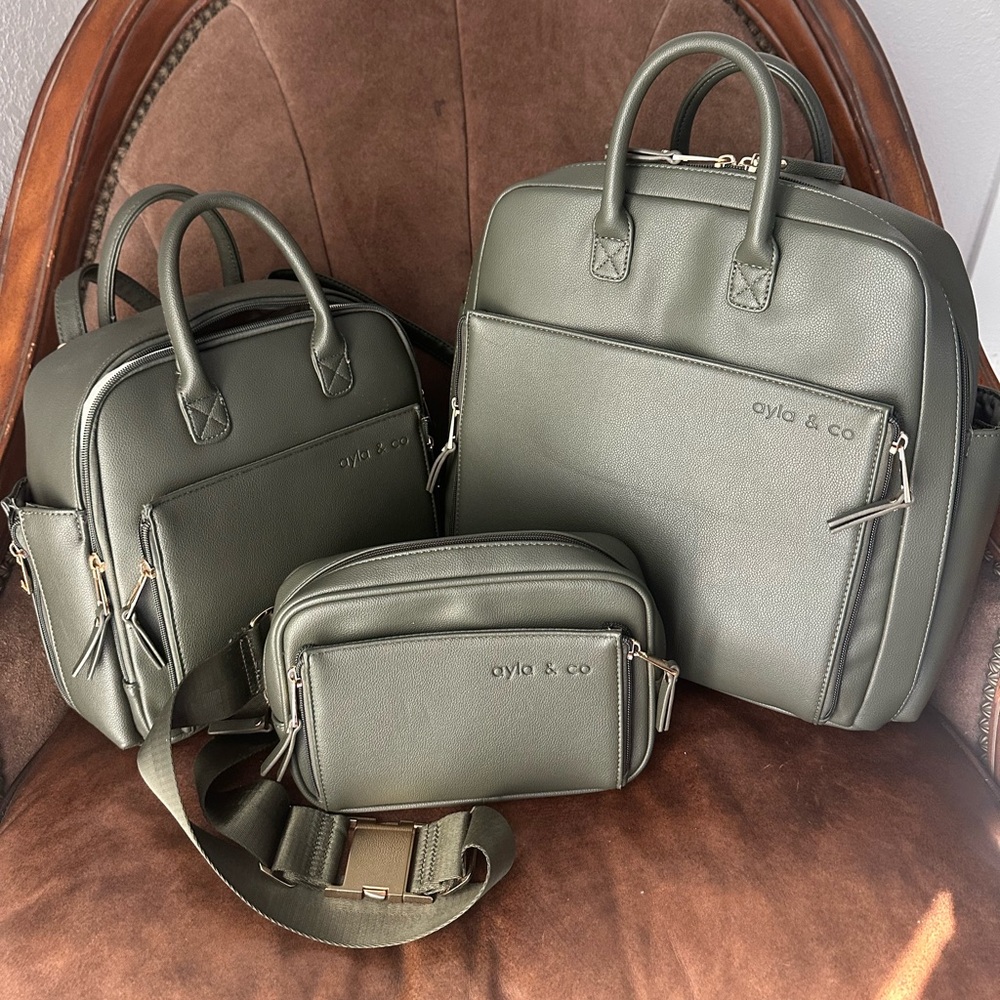 Ayla & co olive diaper bag bundle